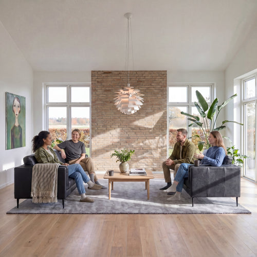 Furnhouse 2-zitsbank Valencia - Zwart - Leer - 88x157x83