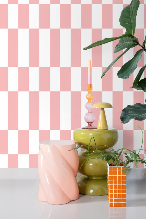 ESTAhome behang streep roze en wit - 50 x 900 cm - 130918