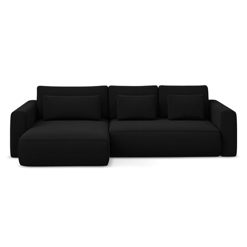 LaMiaSofa hoekbank links Perugia - velours - zwart - 278x149x82