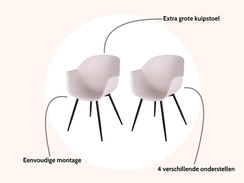 MaximaVida eetkamerstoel Cuyp XXL ecru conische stoelpoten- 2 stuks - vtwonen shop