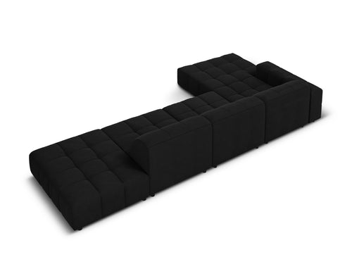 Cosmopolitan Design linker hoekbank Chicago 5-zits, flueel zwart - 167x348x78cm