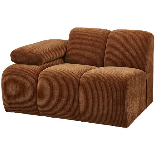 WOOOD 1-zits bank met arm links Mojo - Ribstof - Roest Bruin - vtwonen shop