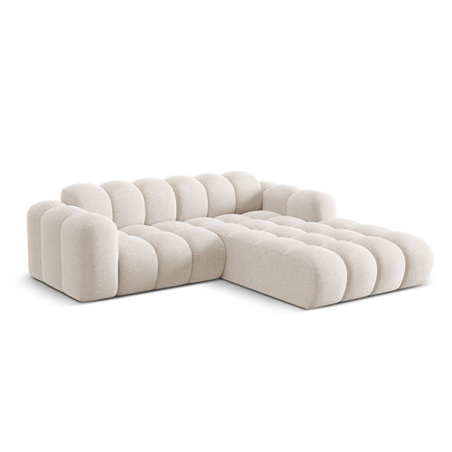 Cosmopolitan Design - Rechter hoekbank Treno 3-zits, chenille lichtbeige - 184x240x70cm