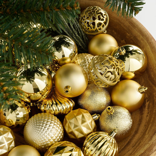 House of Seasons Kerstballen Set - 60 Stuks - Ø7 cm - Onbreekbaar - Goud