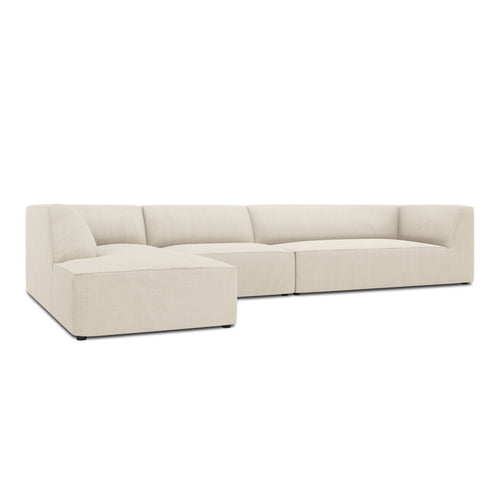 Cosmopolitan Design - Modulaire hoekbank links Siena 5-zits, ribfluwelen lichtbeige - 180x366x69cm