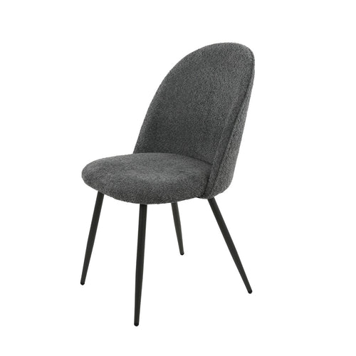 Giga Meubel Eetkamerstoel Ronde Rug - Grijs Bouclé - Set van 2