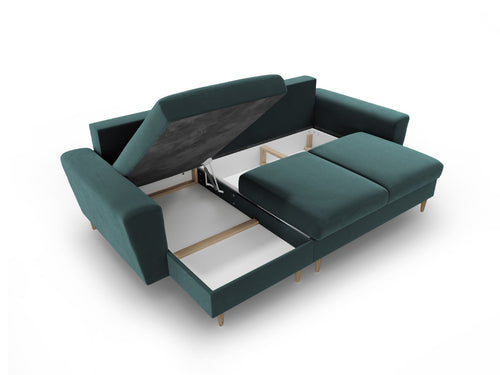 Cosmopolitan Design Omkeerbare converteerbare hoekbank met opbergdoos Kyoto 4-zits, flueel olie - 145x241x88cm