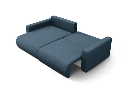 Cosmopolitan Design Omkeerbare converteerbare hoekbank met opbergdoos Belfast 3-zits, structurele stof blauw - 149x240x84cm