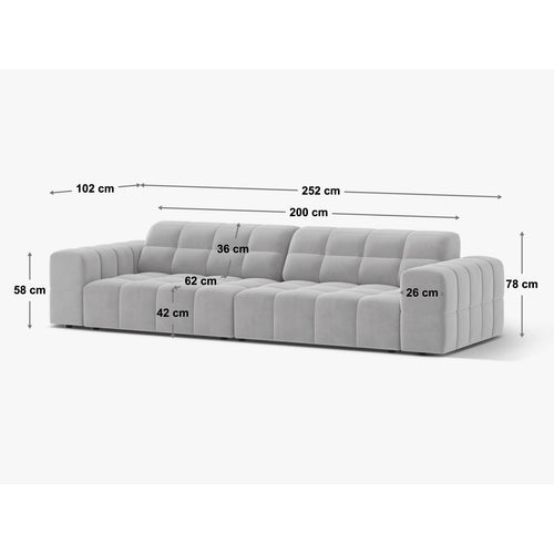 Cosmopolitan Design - Bank Chicago 4-zits, flueel bordeaux - 102x252x78cm