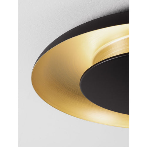 Nova Luce EPOS Decoratieve plafondlamp in zandzwart met geborsteld goudkleurige Triac dimbare LED-lamp, 38W, 2200lm, kleurtemperatuur 2700-3000-4000K.