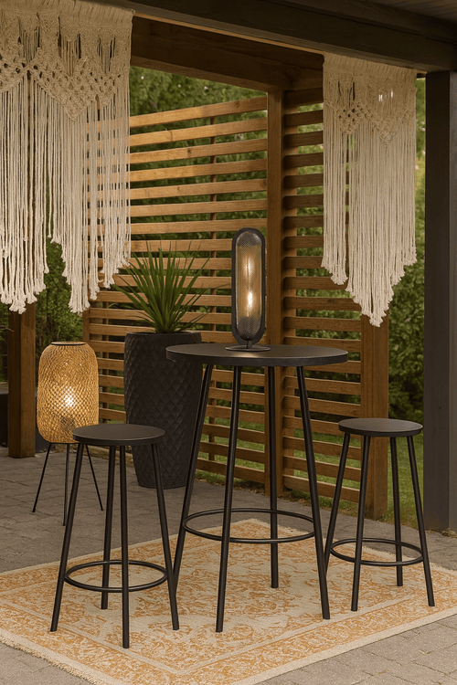 Furnilux Bartafel rond met 2 barkrukken -  Zwart - 60x60x96cm - vtwonen shop