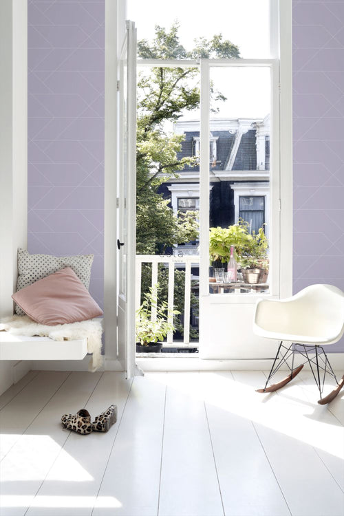 ESTAhome behang grafische lijnen lila paars - 53 cm x 10.05 m - 139574