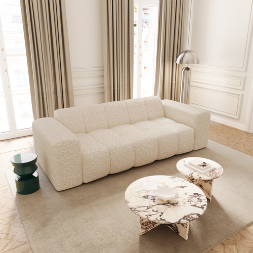 Premium Interiors - Bank BLOOM - bouclé-stof crème 241cm