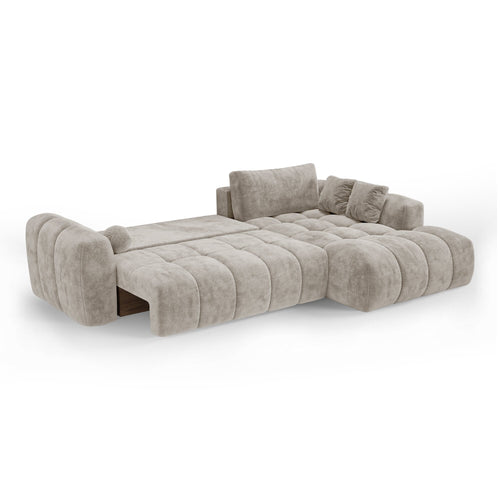 Premium Interiors - Rechthoekige hoekbank met slaapfunctie en opbergruimte SKY - gewaafd fluweel mol 310cm