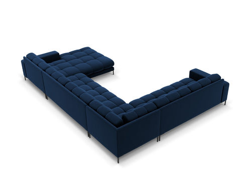 Cosmopolitan Design Panoramische hoekbank links Bali 7-zits, flueel, koningsblauw - 256x327x75cm