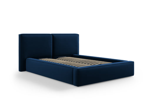 Micadoni Opbergbed met hoofdeinde Jodie 140x200cm, flueel, koningsblauw - 228x194x108cm