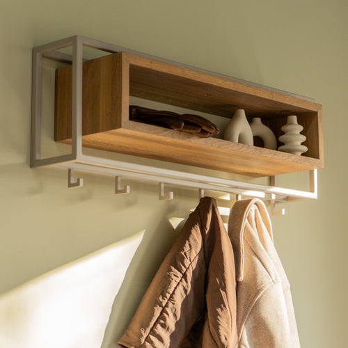 Spinder Design kapstok School 80 - Silky Taupe / Eiken - 6 haken