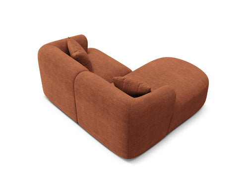 Cosmopolitan Design Modulaire hoekbank links Campi 3-zits, ribfluwelen terracotta - 156x180x70cm