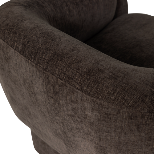 WOOOD fauteuil Moru - Chenille - Donkerbruin - 83x90x71