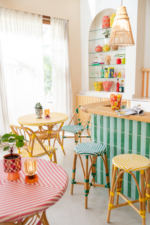 J-Line barkruk Live - rotan/kunststof - naturel/groen - vtwonen shop