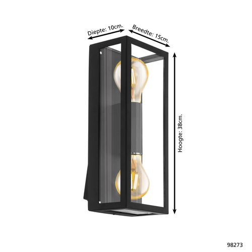 EGLO wandlamp buiten Alamonte 1 - e27 - 38 cm - zwart