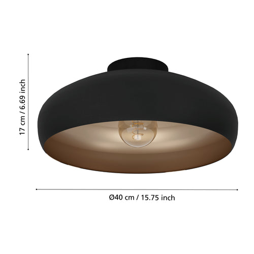 EGLO plafondlamp Mogano - e27 - ø 40 cm - zwart/koper