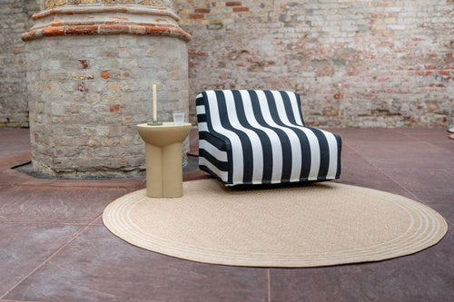 Interieur05 Rond Jute buitenkleed Naturel Visgraat Border - 200 x 200 cm - vtwonen shop