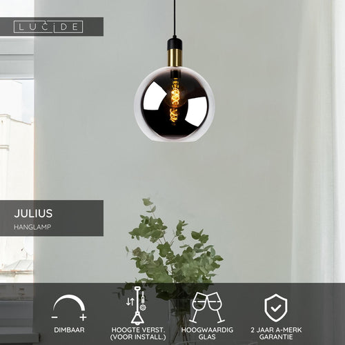 Lucide hanglamp JULIUS - 1xE27 - Fumé