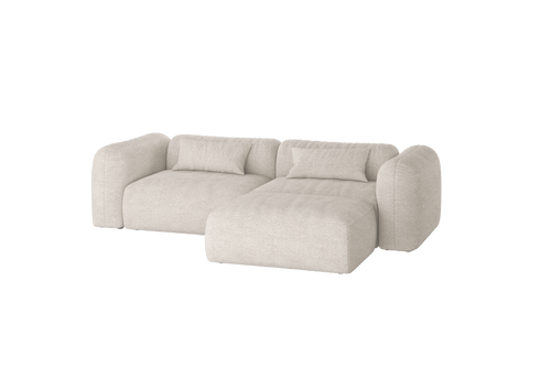 noo.ma Yaro 3-zits hoekbank - Desert Beige Bouclé, zachte zit, 263x169,5x69 cm
