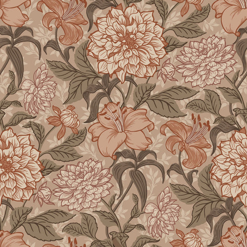 ESTAhome behang vintage bloemen oudroze, vergrijsd groen en terracotta roze - 0,53 x 10,05 m - 139380 - vtwonen shop