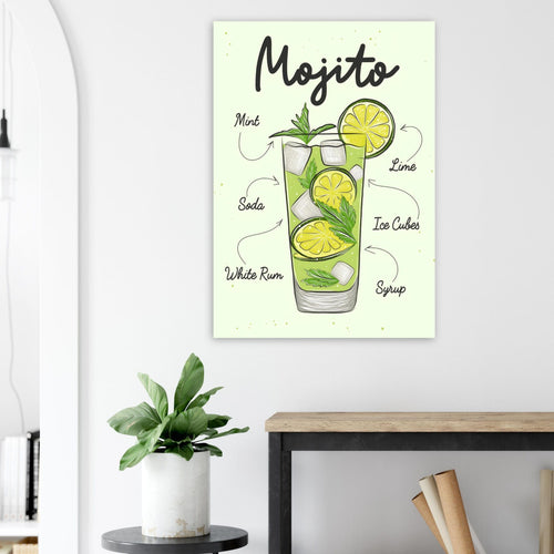 Artfulprints  Mojito cocktail – Illustratie   poster 50x70 cm