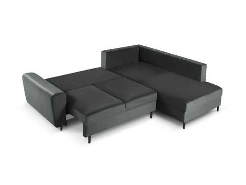 Cosmopolitan Design Converteerbare hoekbank rechts met opbergdoos Kyoto 5-zits, flueel, donkergrijs - 194x243x88cm