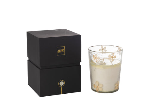J-Line geurkaars Bloemen - Tender Rose - glas - transparant - medium - 55U