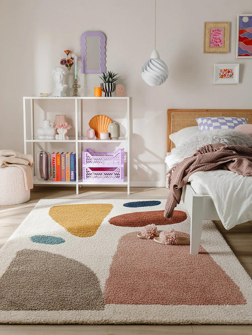 benuta shaggy vloerkleed Louise - crème/roze - 140x200 cm