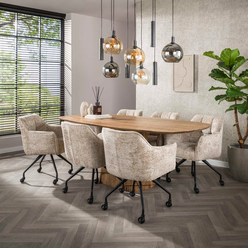 Giga Meubel Eetkamerstoel Alura - Zand - Incl. Wieltjes - Set van 2 - vtwonen shop