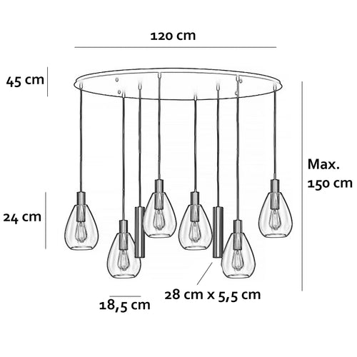 Freelight hanglamp Dorato - 8 lichts - 126  x 150   cm - zwart goud - vtwonen shop