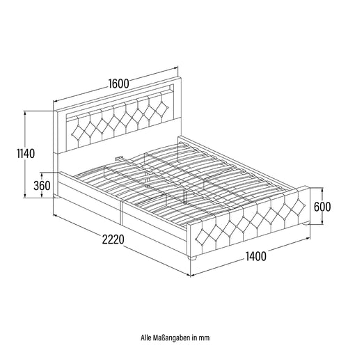 Home Deluxe Gestoffeerd Bed VELARA Donkergrijs
