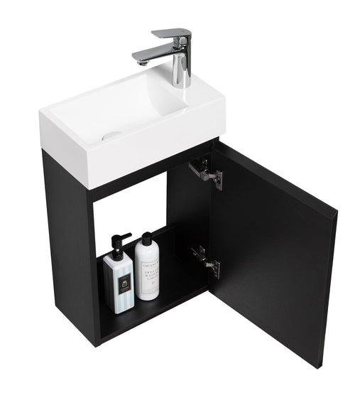 Badplaats Toiletmeubel Angela 40 x 22 cm – Zwart – Fonteinmeubel met Wastafel