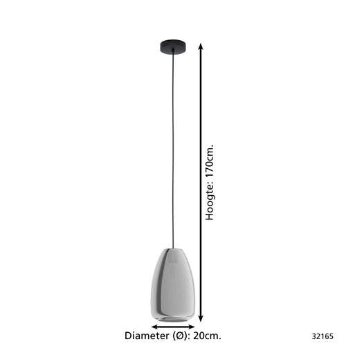 EGLO hanglamp Chelvey - e27 - 170 cm - zwart