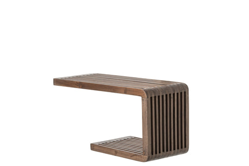 J-Line Wandrek met latten - gerecycled hout - donkerbruin - small