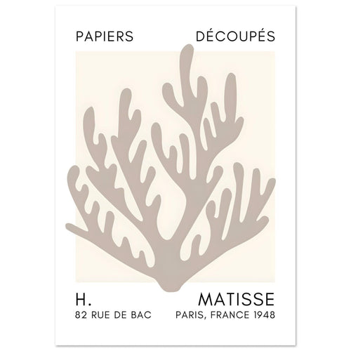 Artfulprints  Matisse – Coral harmony grey   poster A4 21x29.7 cm