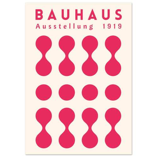 Artfulprints Poster met Lijst Bauhaus - Ausstellung fuchsia   - A4 21x29.7 cm - Roze