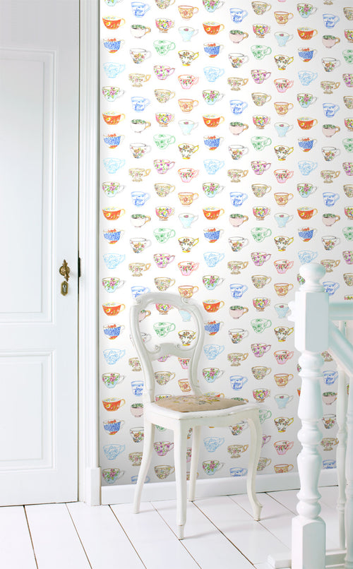 ESTAhome XXL behang painted teacups meerkleurig - 50 x 900 cm - 158110 - vtwonen shop