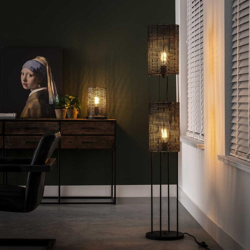 Giga Meubel Tafellamp Armor Tube - Zwart Metaal - 1-Lichts - 20x20x30cm - vtwonen shop