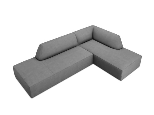 Micadoni rechter hoekbank Ruby 4-zits, structurele stof, grijs - 180x273x69cm