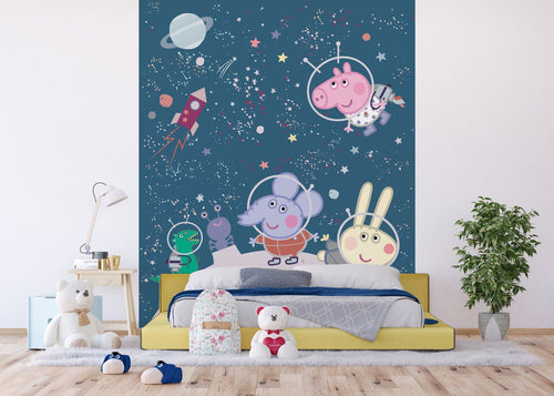 Sanders & Sanders fotobehang Peppa Pig donkerblauw - 270 x 225 cm - 601214