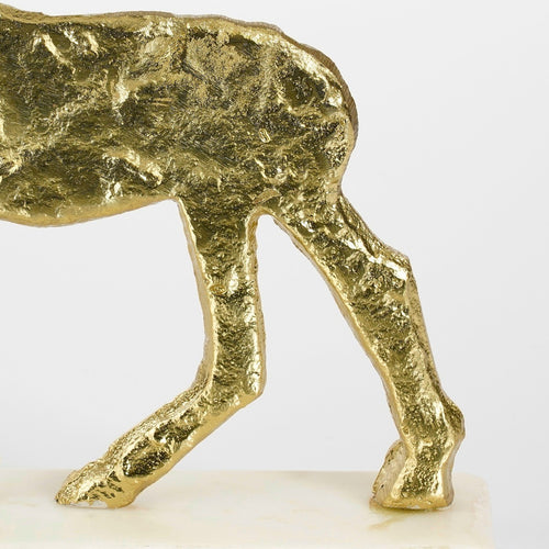 Mica Decorations Kerstdecoratie Hert - L20 x B5 x H27 cm - Aluminium, Marmer - Champagne