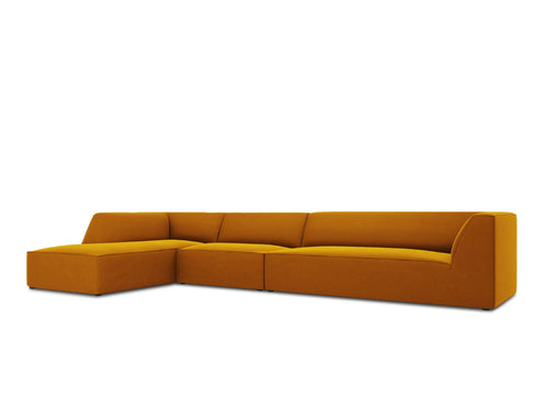 Micadoni linker hoekbank Ruby 5-zits, flueel, geel - 180x366x69cm