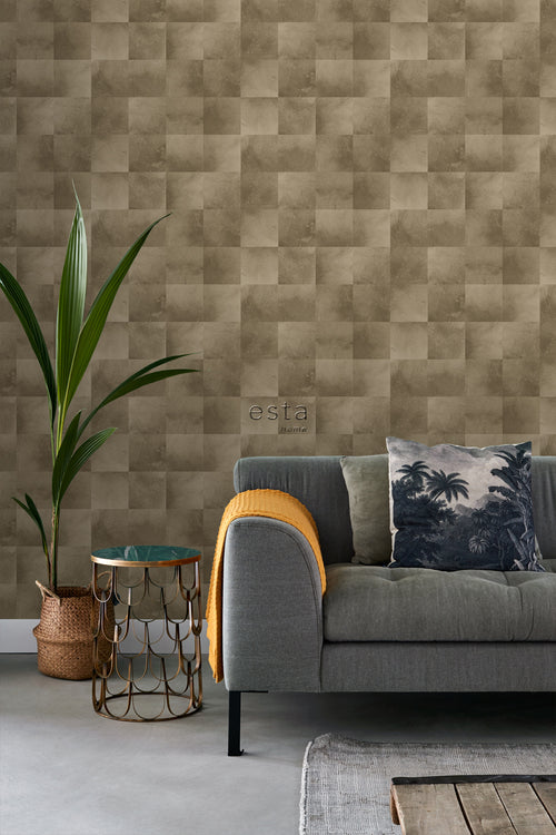 ESTAhome behang dierenhuid donker beige - 53 cm x 10.05 m - 139182