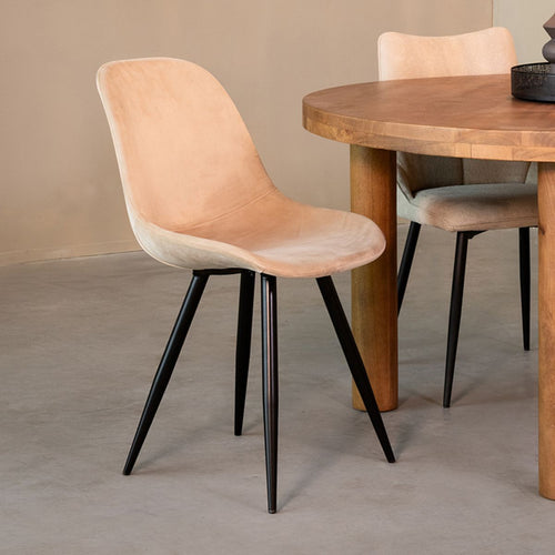 LABEL51 Eetkamerstoel Capri - Zand Velvet - Zithoogte 49cm - Set van 2